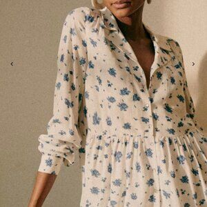 Sezane Aurora Dress Blue Rose - Size 2 (34)